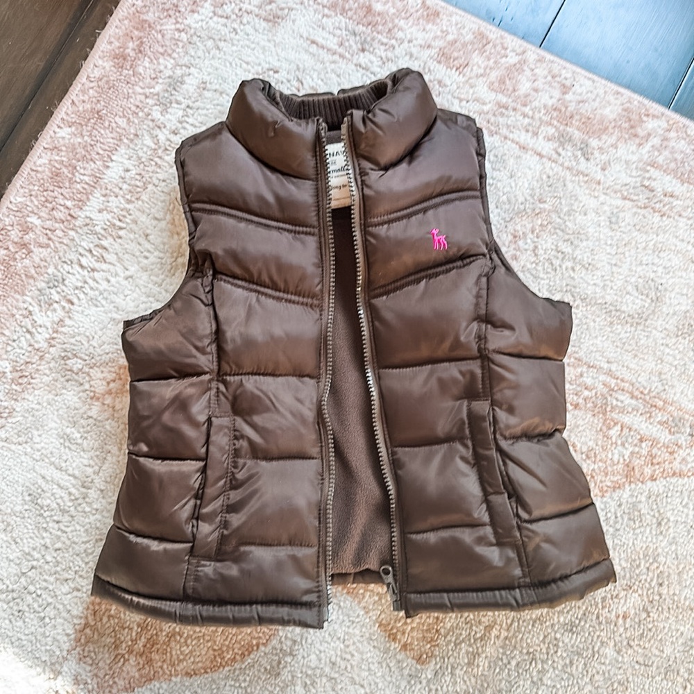Old Navy Brown Puffer Vest Girls size XS 4/5